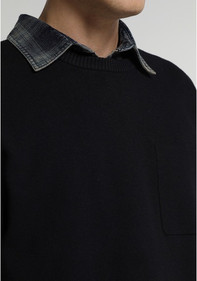 Colin's Colins Relaxed Fit Yuvarlak Yaka Jakarlı Erkek Lacivert Kazak Cl1082014 Q1.v2 Nav