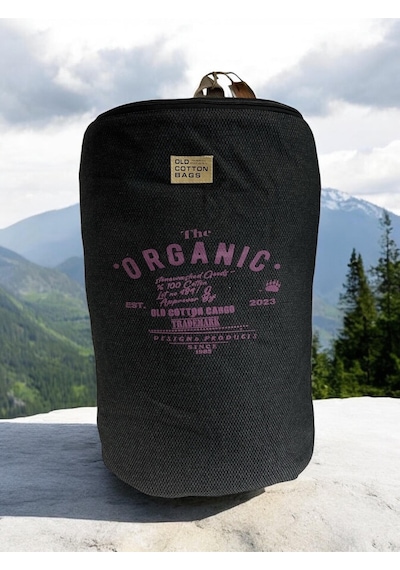 Old Cotton Cargo Kaliteli Büyük Boy Vintage Yarım Ay Disayn Sırt Gezi Spor Çantası Toledo Bag 28 Cm X 47 Cm Siyah