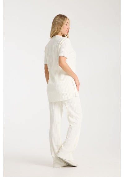 Çizgili Relax Fit İkili Takım Dnv-000019 Ekru