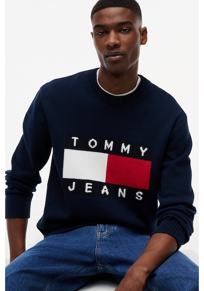 Tommy Hilfiger Tjm Reg Flag Sweater Cnck Erkek Mavi Kazak - Dm0dm23413