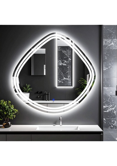 Nomari Beyaz Led'li Lazer Kumlamalı Lavabo & Banyo Aynası Dokunmatik Sensörlü 60 X 60