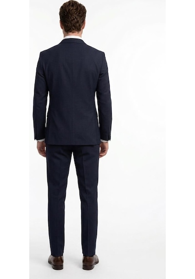 Uki Lacivert Comfort Fit , Mono Yaka, 2 Düğme Çift Yırtmaç Çizgili Klasik Takım Elbise