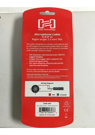 Hosa Xvm-105F Xlr (F) 3.5 Mm Trs (M) Stereo Mikrofon Kablosu 1.
