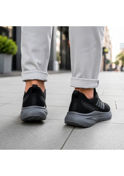 Erkek Sneaker Ayakkabı Gri-siyah 40-45 1091 Sıyah