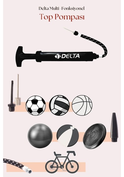 Delta Top Pompası Futbol Basketbol Voleybol Hentbol Pilates Ve Bosu Topu Denge Diski Şişirme Pompası