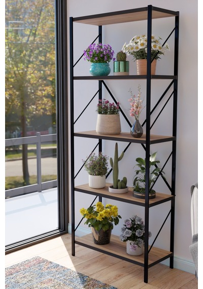 Titan Saksılık Saksı Çiçek Standı Rafı Dekoratif Çok Amaçlı Saksılık 150x60cm Atlantikçam Kahverengi