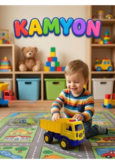 İttirmeli Damperli Kamyon 20 Cm Yükselebilen Kasalı İş Makinası Temalı Oyuncak Kamyon Çok Renkli