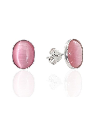 Oya Silver Pembe Oval Sedef Taşlı Gümüş Küpe 1x0.8cm Oyok376