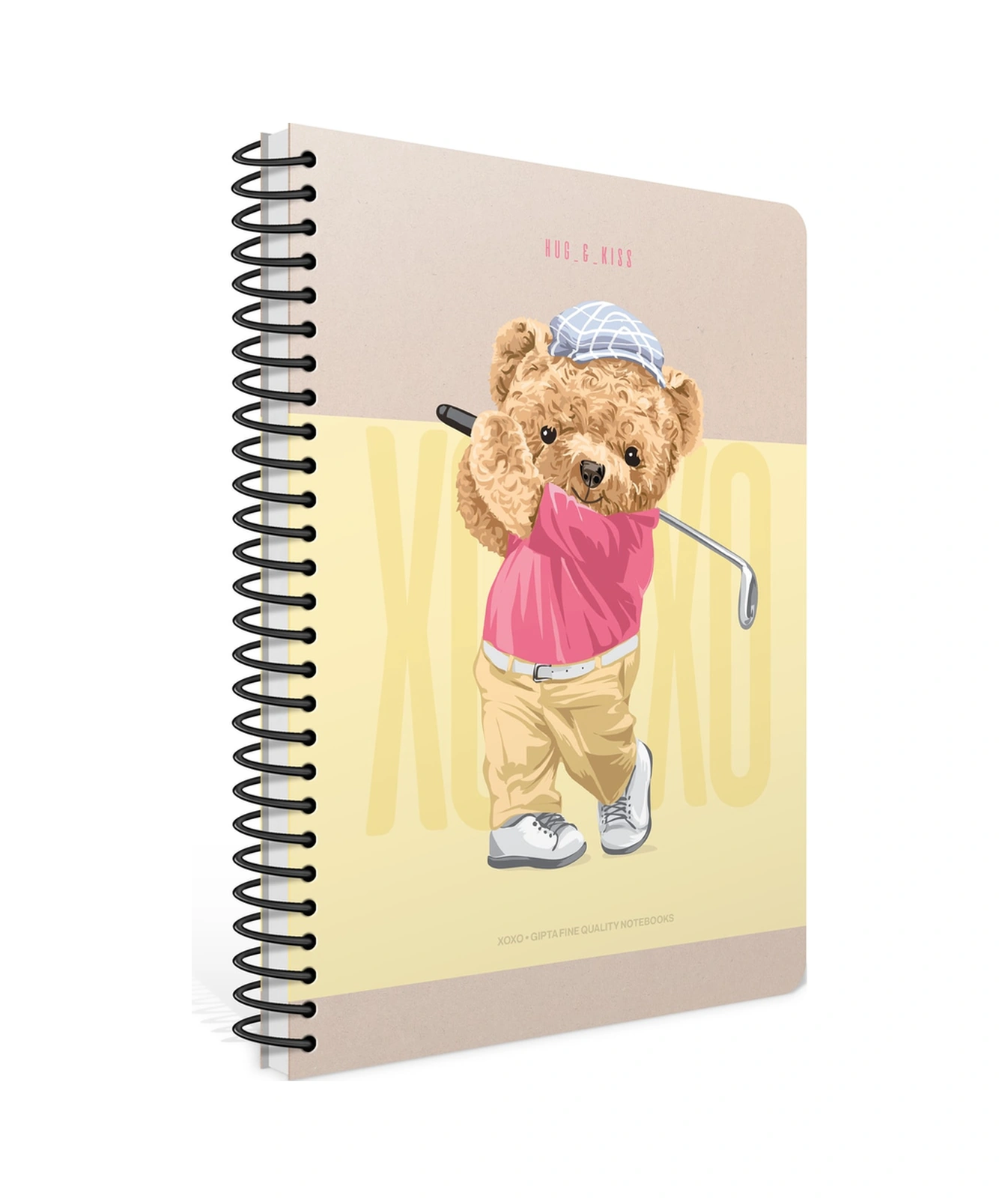 Xoxo 17x24 Spiralli Çizgili Sert Kapak Defter 120 Yaprak Sarı