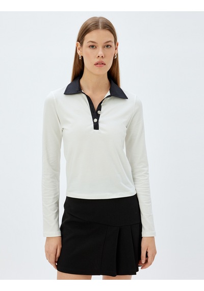 Koton Polo Yaka Tişört Renk Kontrastlı Düğmeli Uzun Kollu Pamuklu Slim Fit Beyaz 5wak50015uk Beyaz Koton Polo Yaka Tişört Renk Kontrastlı Düğmeli Uzun Kollu Pamuklu Slim Fit Beyaz 5wak50015uk Beyaz