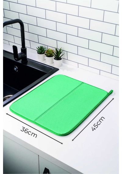 Mikrotex Bulaşık Matı Süper Emici Bulaşık Kurutma Matı 45x36cm Tezgah Üstü Bulaşık Matı Yeşil Belirt Diğer