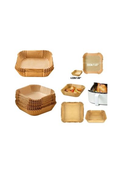 Airfreyer Fritöz Kağıdı Kare Xl / Xxl 50li Ahşap - Şeffaf