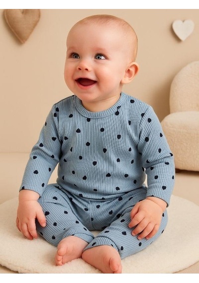 Zekids Kız Bebek Pamuklu Alt Üst Eşofman Takımı-16294 Mavi