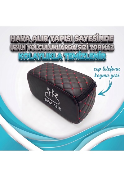 Kia Venga Uyumlu Oto Kol Dayama Sünger Kolçak Minderi Siyah Deri Kırmızı Dikiş