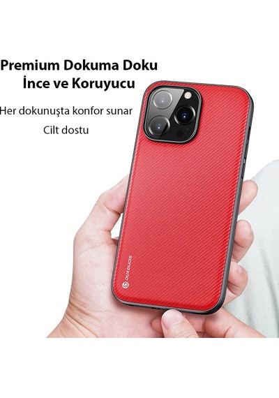Dux Ducis Fino Serisi Apple iPhone Uyumlu 14 Pro 6.1 İnç Kılıf Premium Dokuma Silikon Kılıf- 5775 Siyah