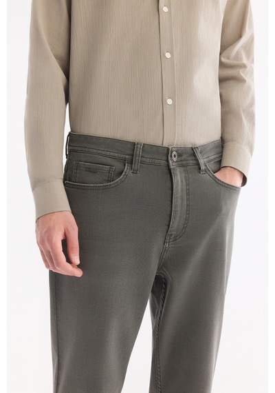Avva Erkek Gri Kuru Yıkama Pamuklu Elastan Roma Crop Slim Fit Jean Pantolon A61y3526