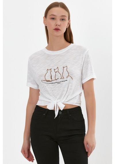 Alexandergardı Baskılı Bağcıklı T-shirt B22-24300 001