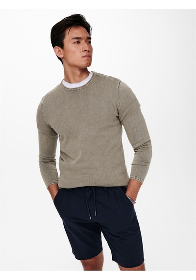 Only & Sons Onsgarson 12 Wash Crew Knıt Noos Erkek Gri Kazak - 22006806
