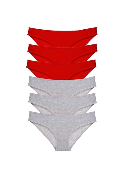 Royaleks 6 adet Eko Set Likralı Kadın Slip Külot Kırmızı Gri RYL-EKO6014 Gri