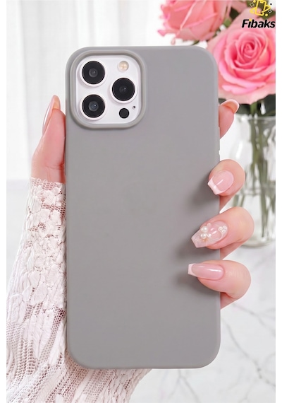 Fibaks iPhone 15 Pro Max Uyumlu Kılıf Kadife Lansman Soft Yumuşak Liquid Silikon Kamera Korumalı Kapak