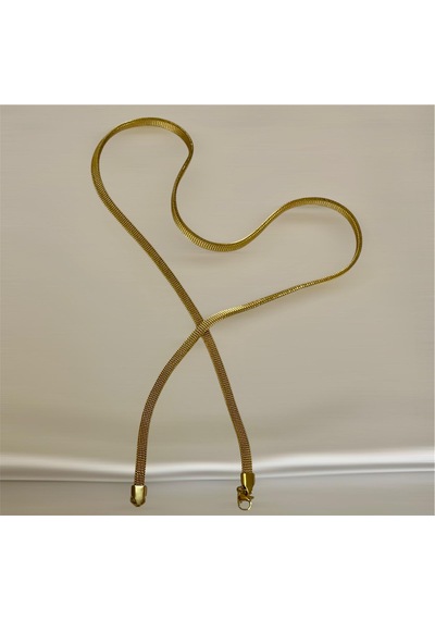 İtalyan Model Hasır Kordon Çelik Gold Unisex Kolye 60 Cm