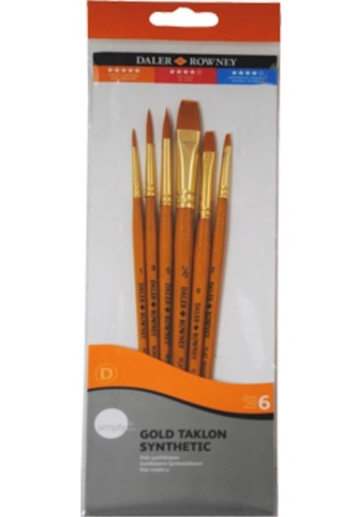Daler Rowney Simply Gold Taklon Synthetic 6Lı Fırça Seti Kod 600