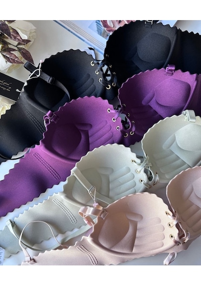Intive Lady Lazer Kesim Önden Bağlamalı İthal Dikişsiz Push-up Ma Pudra