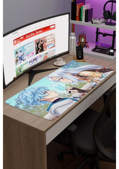 Chongyun Genshin Impact Anime Gacha V5 - 90x40 Xxl Gaming Mouse Pad Fare Altlığı