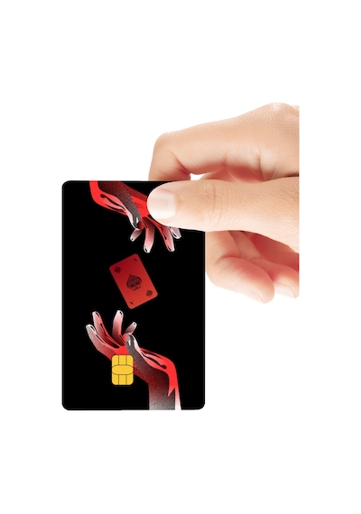 İskambil Maça Ası Kaderin Eli Temalı Parlak Kredi/banka Kart Kaplama Sticker Standart