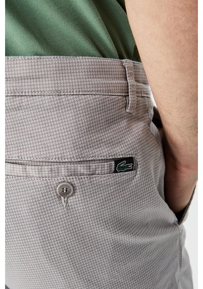 Lacoste Men's Slim Fit Cotton Bermuda Shorts Erkek Dar Kesim Desenli Bermuda Şort Gri