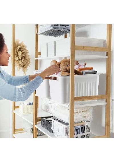 Tr 1 Adet 20 Lt Dev Boy Çok Amaçlı Kapaklı Kutu - Deri Kulp Detaylı Dolap İçi Düzenleyici Organizer 40x30x25 Cm Diğer