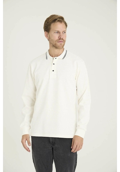 Kly Erkek Polo Yaka Pamuklu Yumuşak Dokulu Modern Sweatshirt Ekru