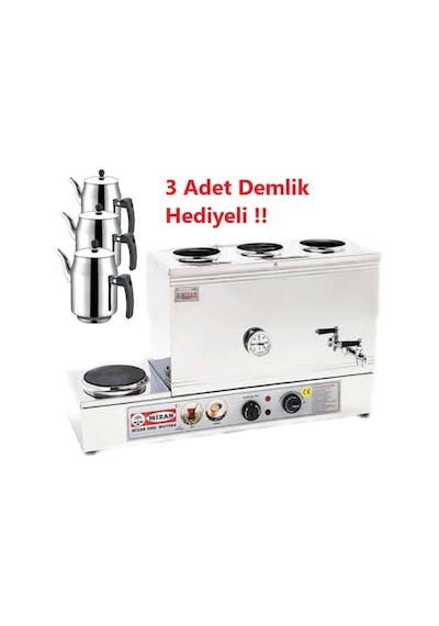 Mizan Üç Demlikli 40 Lt. Çay Kazanı - 3 Adet Demlik Hediyeli