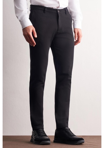 İmza Siyah Yan Cep Düz Paça Pamuklu Slim Fit Chino Casual Pantolon 1003255161 Siyah
