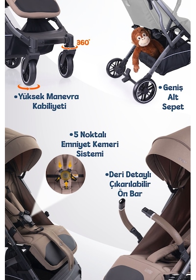 Prego Lotus Pro Kabin Boy Bebek Arabası - Tek Elle Katlanır -Hafif -UV Tenteli - Yağmurluk-Ayak Örtüsü-Kılıf