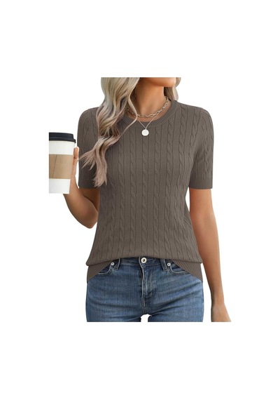 Youknitwear You Kathy %100 Pamuk Kadın Triko Kazak 7125 Kahverengi
