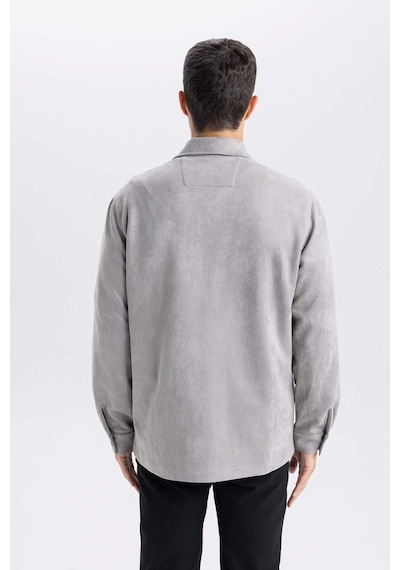 DeFacto Regular Fit Polo Yaka Süet Gömlek Ceket D3379AX25SPGR308
