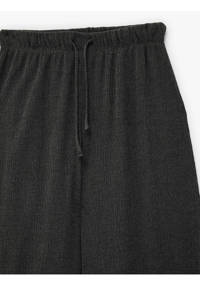Koton Bürümcük Kumaş Beli Bağcıklı Geniş Paça Pantolon Antrasit 6sak40083ek Antrasit