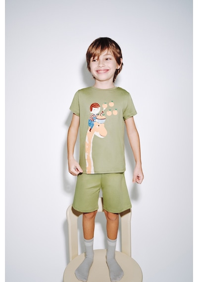 Penti Haki Erkek Çocuk Dino in The Field Pamuklu 2'li Pijama Takımı