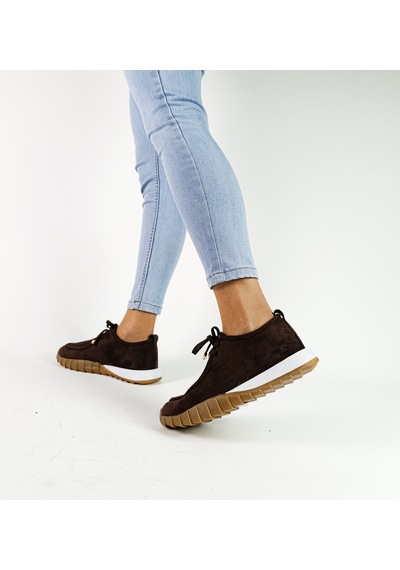 Gdt Ayakkabı Kahve Renk Süet Bağcıklı Kadın Sneakers Spor Ayakkabı Kadın Bej