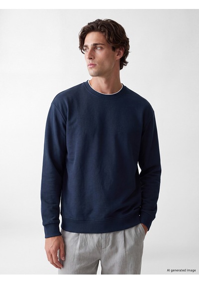 Lcw Vision Lacivert Bisiklet Yaka Erkek Kalın Sweatshirt