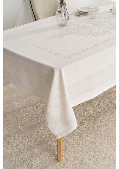 Rivaistanbul Jumbo Jakar Krem Sıvı İtici Leke Tutmaz Masa Örtüsü 160x220 Cm Krem