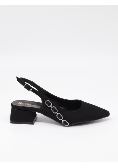 Nesil Shoes Peri 3668 Siyah Saten Kadın Sandalet