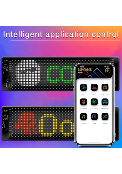 Matrix Esnek Panel Led Cama Yapışır Uygulama İle Kontrol 37cm Matrix Esnek Panel Led Cama Yapışır Uygulama İle Kontrol 37cm
