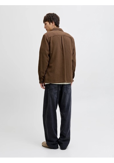 Jack & Jones Jack&jones Jprrayle Melange Solid L/s Erkek Gömlek 12286840 Kahverengi