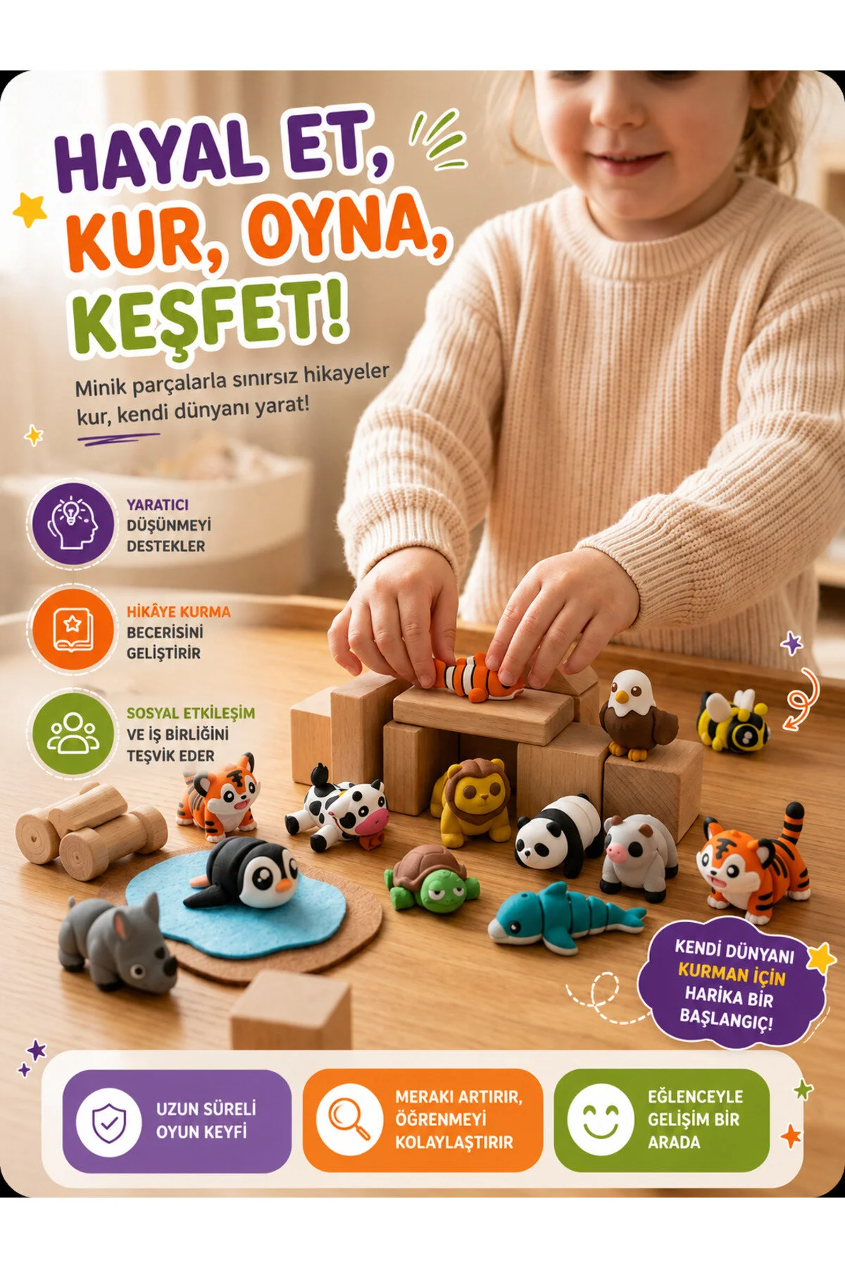 Tigglo 10 Lu Sürpriz Mini Hayvan Figür Seti Renkli Oyuncak Hareketli, Koleksiyonluk Figürler