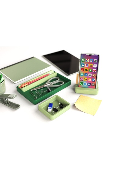 Tıdy Stack - Desk Organizer Modern Tasarımlı Çok Amaçlı Masaüstü Organizer Yeşil