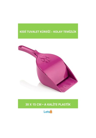 Kapaklı Kedi Tuvalet Küreği Kolay Temizleme İçin A Kalite Plastik 30x15cm