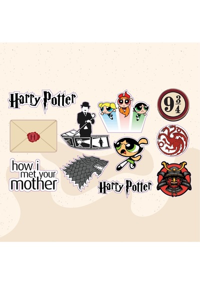 Dizi Film Karakter Tasarımlı Karışık 10'lu Stickers Çıkartma
