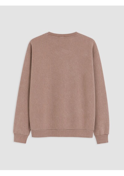 Lcw Comfort Kahverengi Bisiklet Yaka Taşlı Kadın Sweatshirt